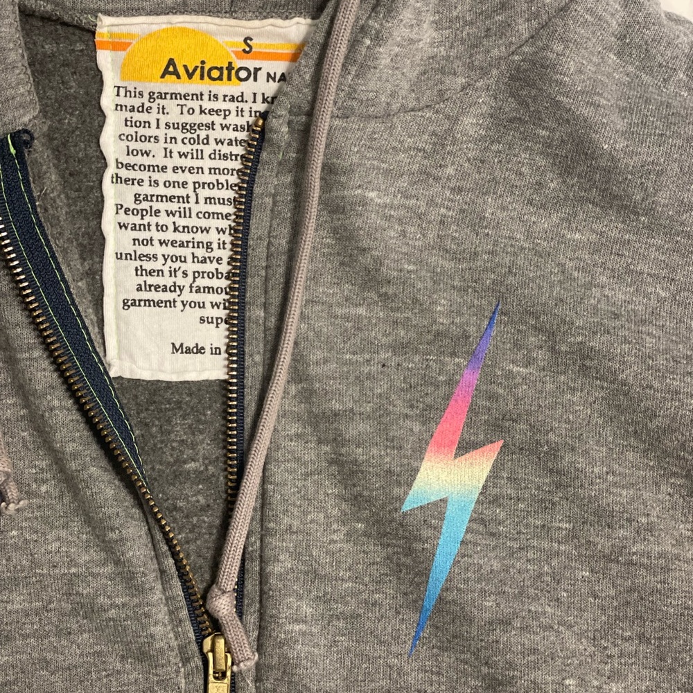 Aviator Nation Rainbow Bolt Zip Up Hoodie